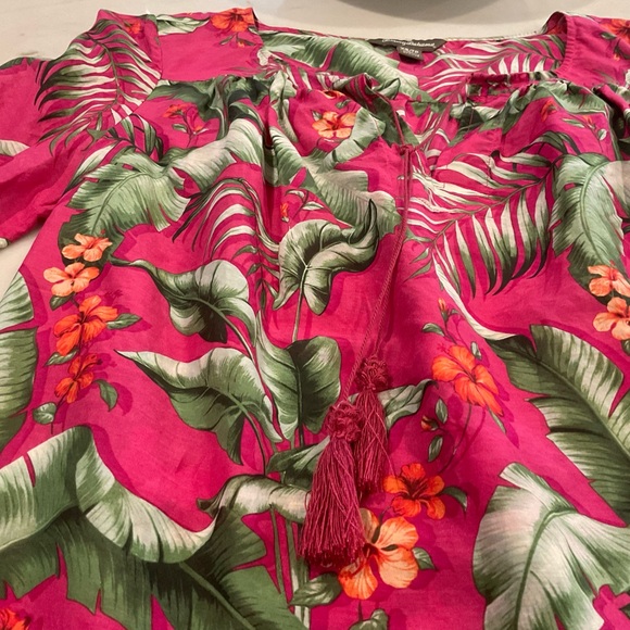 Tommy Bahama Beau Jardin Silk Blend Tassel Blouse Sz XS - Picture 7 of 11